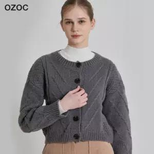 오조크 라운드넥 니트 가디건