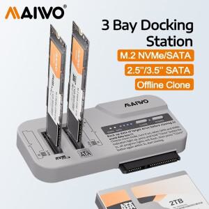 [호환품]마이워 3베이 도킹 스테이션 M.2 NVMe SATA SSD 케이스 & 2.5/3.5인치 HDD 인클로저 30TB/8TB 지원