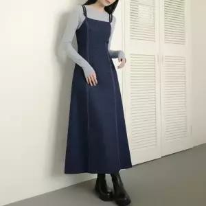 [올리비에스클로젯] 스웨이드 뷔스티에 롱 원피스_O2601OP005A