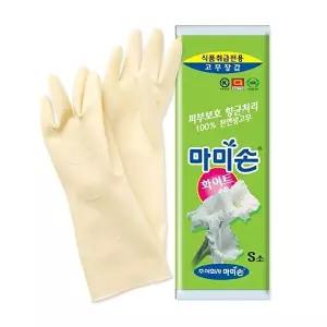[마미손]고품질 B마미손 고무장갑 화이트밴드 소형 조리용 라텍스 천연라텍스 생고무 WFHU4YD