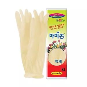 [마미손]고품질 B마미손 특대 아이보리 미색 고무장갑 조리용 라텍스 천연라텍스 요리고무장갑 WFHU4YF