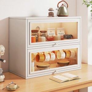 조미료 미니 찻잔 호두나무 찬장 그릇장 커피 원목 레트로 미니찬장 다기장