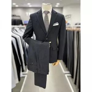 남자 가을겨울 기모스판 네이비 남색 캐주얼 셋업 세트 세미정장 양복 수트 473755