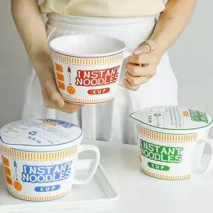 도자기 라면기 1인용 손잡이 뚜껑 세라믹 라면기 다용도 포함 레인지 국물 즉석 예쁜 식탁 전자 용기