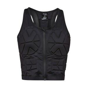 제나 스포츠 - 여성용 성인 가슴 보호 조끼 프론트 지퍼 패딩 압축 접촉 스포츠, 라크로스, 소프트볼, 축구, 농구 등 및 갈비뼈 블랙