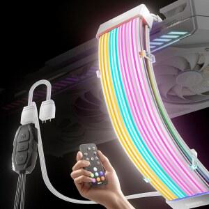 108개의 주소 지정 가능한 LED가 있는 Asiahorse Aurora Pro RGB 케이블 커버, 마더보드 및 GPU/PC 전원 공급 장치용 5v 3핀 ARGB 동기화, 12+4핀 /8핀 /24핀 장치에 적합