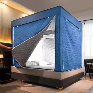 난방 텐트 침대용 암막 커튼 방한 침대텐트 사각 1인용