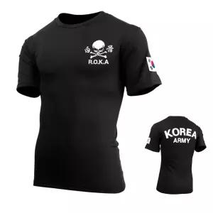 쿨드라이 ROKA 로카 백골 검정 반팔 군인 군대 군용 티셔츠