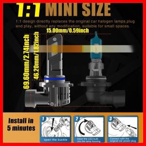 2개 HIR2 9012 PX22d LED 차량 헤드라이트 캔버스 오류 없음 강력한 빛 자동차 주행 터보 다이오드 전구 화