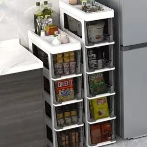 이동식 수납장 슬림 미니 조립식 틈새 수납장 서랍형 좁은 공간 슬라이딩 플라스틱 서랍장 세탁실 정리함