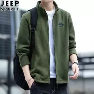 JEEP SPIRIT 남성 가을 스탠드 칼라 보온 플리스 자켓 빅사이즈