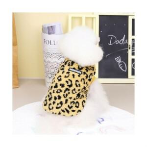 강아지옷 반려동물 호피무늬 후리스 조끼