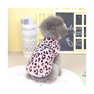 강아지옷 반려동물 호피무늬 후리스 조끼