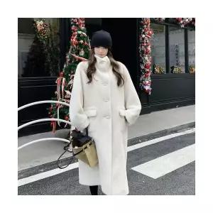 여성용 모피 코트 램스울 겨울 롱 퍼 두꺼운 라이크 KS4