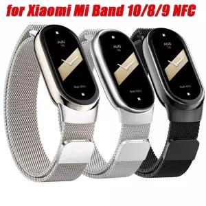Xiaomi Mi Band 10/8/9 NFC 시계 밴드 용 스트랩 밀라노 루프 smartwatch 금속 손목 밴드 Miband9 마그네틱