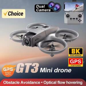 드론 GT3 GPS 8K 프로페셔널 HD 180 ° 듀얼 카메라 5G WIFI 브러시리스 모터 장애물 회피 접이식 쿼드콥