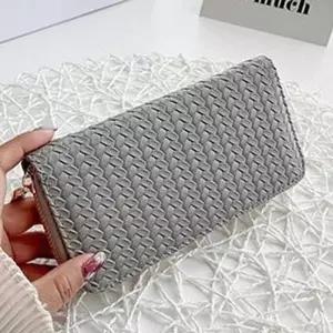위빙 패턴 지퍼형 장지갑 여성 데일리 클러치 지갑-WFILTP4