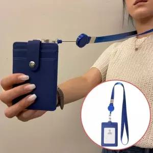 목걸이카드지갑 사원증 카드지갑 릴홀더 목걸이 블루-WFIM3KT