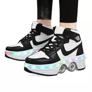 롤러 신발 스케이트 슈즈 운동화 로우탑 램프리스 LED 5508 달린 바퀴 화이트