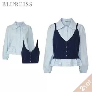 [블루레이스] [2SET]핀턱 프릴 블라우스+조끼_B6S1BL5111