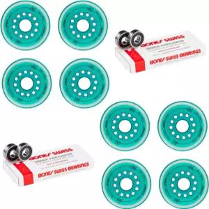 라베다 롤러 하키 휠 유니온 프리미엄 성능 인라인 스케이트 8팩 본즈 스위스 베어링 80mm 청록색 X소프트