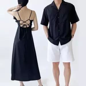 바캉스 휴양지 여행룩 남자 셔츠 여자 원피스 커플룩 커플휴양지룩 하와이안커플룩