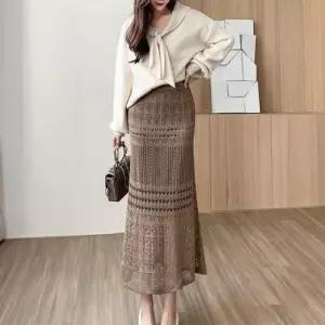 레이스니트 롱스커트 펀칭니트치마 F006613 밴딩 WD5483A