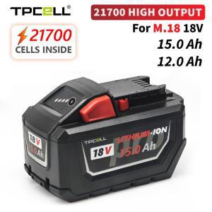 TPCELL 12Ah15Ah 밀워키 M18 배터리용 21700 고출력 충전식 리튬 이온