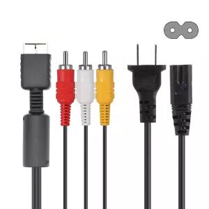 PS2 PS1 PS3용 전원 코드 및 AV 케이블 PlayStation 1 2 3 교체 세트와 호환되는 공급 장치 오디오 비디오