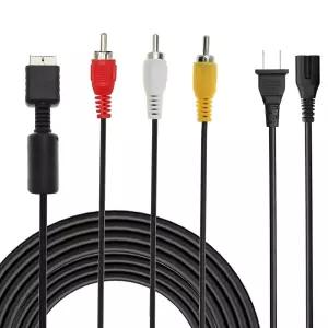 PlayStation 1 2 3 /PS1/PS2/PS3/PSX/PS3 슬림용 전원 코드 및 AV 케이블(6FT) - RCA 케이블 교체 세트