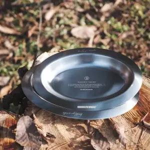 브루클린웍스 캠핑 차박 휴대용 플레이트 스틸 접시 오발 L BNS