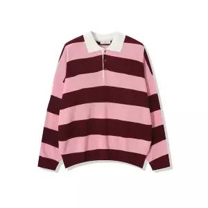 [리빌모아]남자 단가라 럭비 카라넥 긴팔 니트티 AC-KN-Q61-핑크