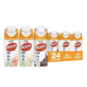 부스트 베리 고칼로리 u2013은 체중 증가 및 유지에 도움이 됩니다 - 530칼로리 26칼로리 미네랄 22g 단백질 버라이어티 팩 바닐라, 초콜릿 딸기 8floz (24팩)