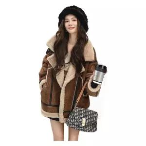 램스킨 하프 울 퍼 양털 시어링 스웨이드 양모 무스탕 양가죽 리얼 하이넥