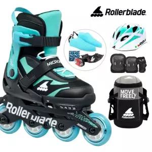 아동 인라인스케이트 마이크로블레이드 라이트블루+가방+보호대+헬멧 유아 어린이 인라인 신발항균건조기