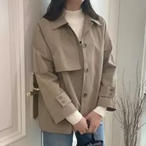 여성 클래식 면 나일론 숏 사파리 트렌치 코트