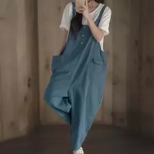 여성 여름 배기핏 포켓 오버롤 점프수트