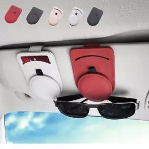 현이몰 차량용 소가죽 안경 카드 수납 홀더 걸이 거치대 클립 차량용 썬바이저 고정식 소가죽 카드수납