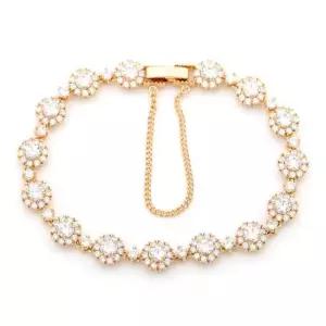 14K GP 큐빅 꽃 체인 골드 패션 팔찌