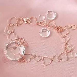 14K GP 러블리 컷팅 하트 로즈골드 체인 패션 발찌