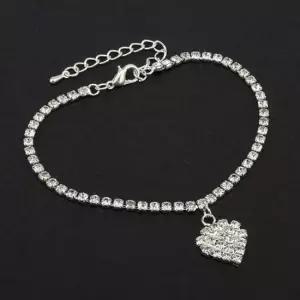 패션 레트로 커플 다이아하트 발찌