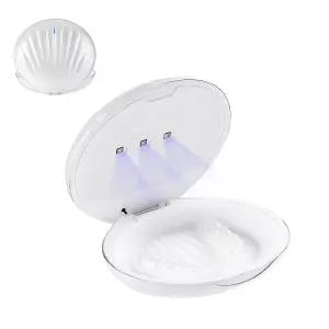 UVC 라이트가 장착된 리테이너 케이스 u2013 얼라이너 및 교정 클리너 박스 마우스 가드 여행용 750mAh