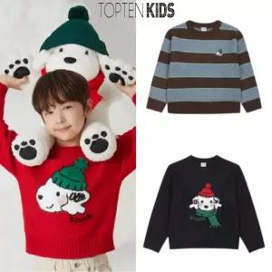 탑텐키즈 25년 FW 공용 아홉시바니 홀리데이 풀오버 스웨터MKG1ER3802