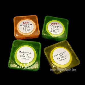 50 개 세트 실험실 47mm 50mm 필터 멤브레인 MCE/나일론/PTFE/PES/PVDF 재료 기공 크기 0.22/0.45um