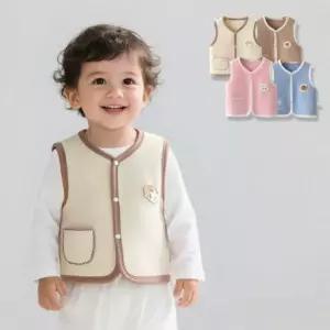아동 겨울 베스트 극세사 패치 수면 보온 조끼 여아 남아 착용