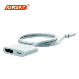 아이폰 아이패드 용 AIRSKY Lightning to PD HDMI 도킹 스테이션 허브 IOS 8 9 10 11 12 13 14 15 미러링 라이브 게임 스트리밍 화면 회전 TV 프로젝터 모니터 Moblie 전화 학습 온라인 교육 바 병원 학교