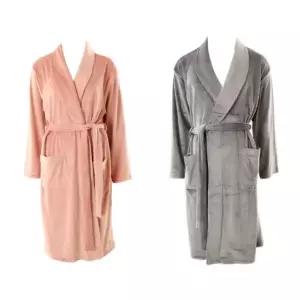 따뜻하고 포근 모던한 감각의 솔리드 벨로아 커플 로브 가운 VPA447 SET