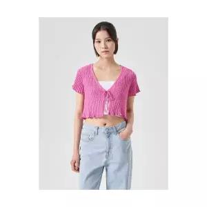 [국내매장정품] 에잇세컨즈 8SECONDS 리본 스트랩 반소매 가디건 카디건 핑크 (16455AEY1X) 16455AEY1X 177