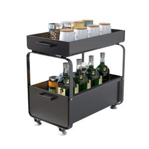 싱크대하부장수납장 서랍식선반 2단 인출식 식기 1 그레이 레일 바구니 캐비닛 주방용품