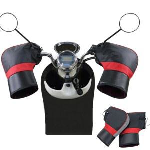 HKSECHINGKEJI 모터사이클 플러시 핸들바 장갑 머프 겨울 방수 열 ATV 스쿠터 그립 손 머프, 반사 스트립 두꺼운 방풍 스노우모바일 핸들 손난로 커버